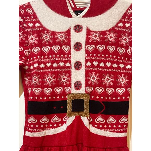 Girls "Holiday Sweater" Red Christmas dress w/hood. Size Medium 7-8 - Picture 4 of 5